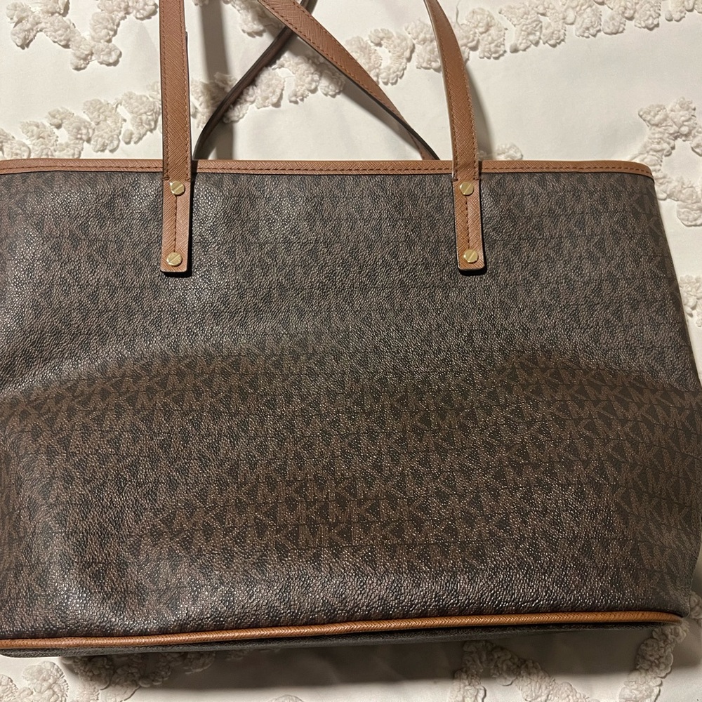 Michael Kors Brown Tote with Colorful Patches - Picture 4 of 13